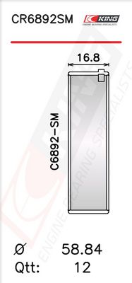 Черупка на биелен лагер KING CR6892SM0.25