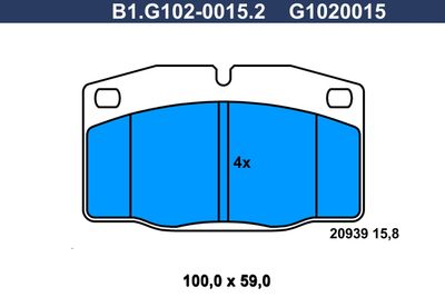 B1.G102-0015.2 GALFER Комплект тормозных колодок, дисковый тормоз