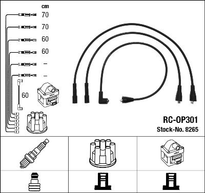 Комплект проводов зажигания NGK 8265 для OPEL ASCONA