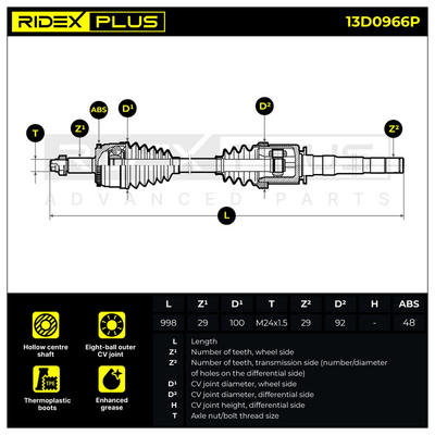 полуоска RIDEX 13D0966P