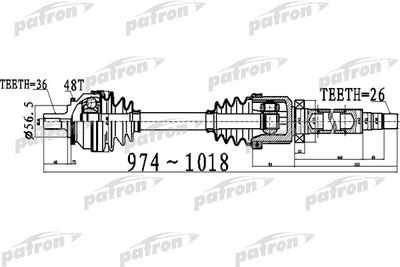 Приводной вал PATRON PDS0536 для VOLVO V70