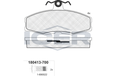 Комплект тормозных колодок, дисковый тормоз ICER 180413-700 для SKODA FAVORIT