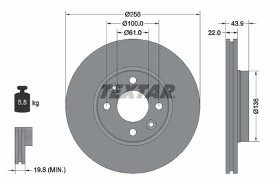 Тормозной диск TEXTAR 92241503 для DACIA LODGY