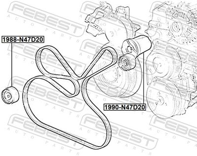 Belt Tensioner, V-ribbed belt 1990-N47D20