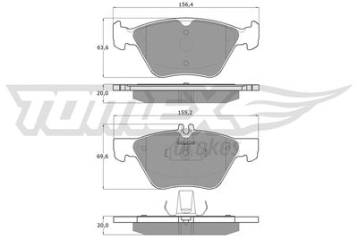 Комплект тормозных колодок, дисковый тормоз TOMEX Brakes TX 12-82 для CHRYSLER CROSSFIRE