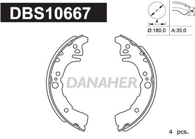 DANAHER DBS10667 Ремкомплект барабанных колодок  для TOYOTA DUET (Тойота Дует)