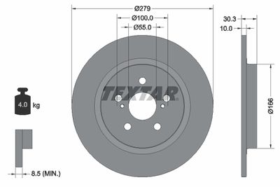 TEXTAR 92228303 Тормозные диски  для LEXUS CT (Лексус Кт)