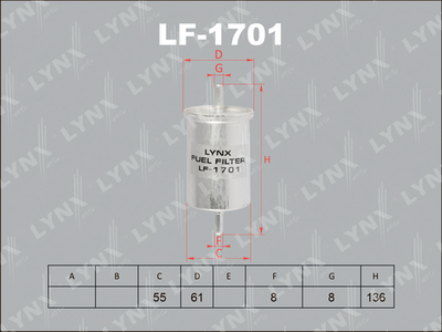 Топливный фильтр LYNXauto LF-1701 для GEELY MK