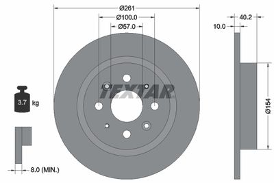 Тормозной диск TEXTAR 92162200 для KIA CERATO