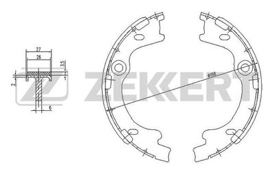 ZEKKERT BK-4454 Ремкомплект барабанных колодок  для HYUNDAI i30 (Хендай И30)