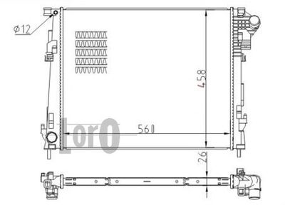 Радиатор, охлаждение двигателя ABAKUS 037-017-0089 для RENAULT TRAFIC