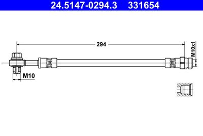 ATE 24.5147-0294.3 Тормозной шланг  для AUDI A5 (Ауди А5)