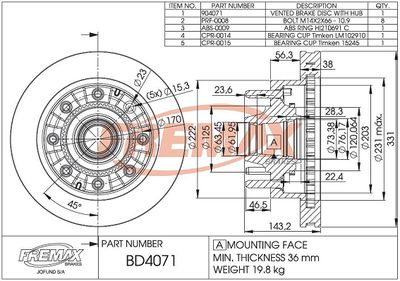 Тормозной диск FREMAX BD-4071-KT для FORD USA F-350