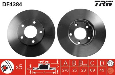 TRW DF4384 Тормозные диски  для MAZDA 3 (Мазда 3)