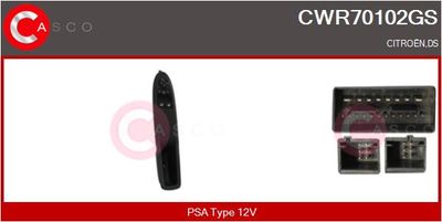 Spínač, zvedací zařízení oken CASCO CWR70102GS