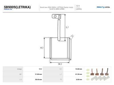 Kolborste, startmotor AS-PL SB9009(LETRIKA)