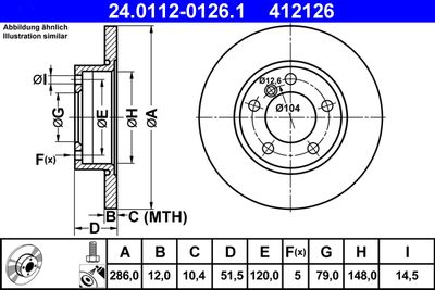 Тормозной диск ATE 24.0112-0126.1 для BMW 3