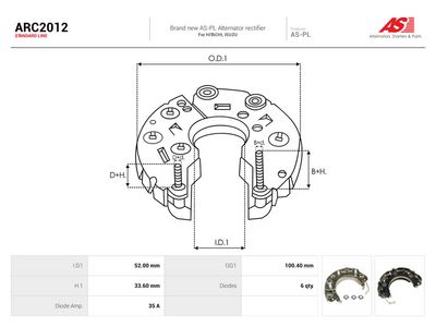 Likeretter, dynamo AUTOSTARTER ARC2012 for ISUZU, HITACHI, MAZDA, NISSAN