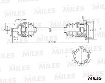 Приводной вал MILES GC02012 для VW PASSAT