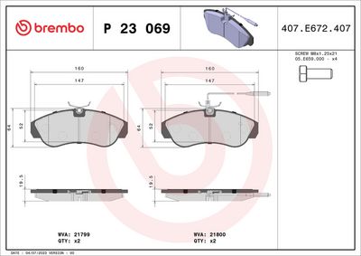 Brake Pad Set, disc brake P 23 069