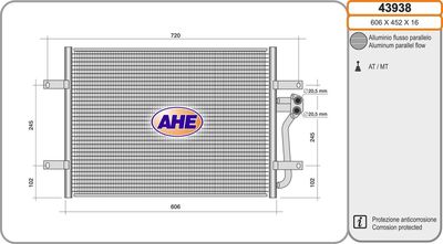 Конденсатор, кондиционер AHE 43938 для VW CRAFTER