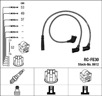 Комплект проводов зажигания NGK 8612 для SUBARU JUSTY