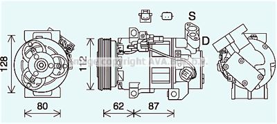 AVA QUALITY COOLING RTK639 Компрессор кондиционера для RENAULT CLIO IV Фургон/хетчбэк (BH_) 1.2 16V (BHMK)