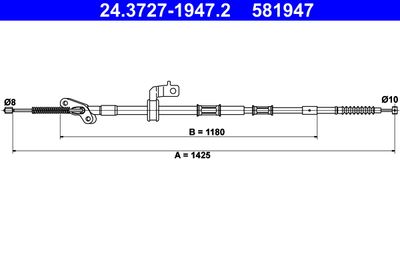 Тросик, cтояночный тормоз ATE 24.3727-1947.2 для TOYOTA RAV 4