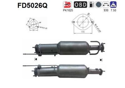Filtr sadzy / filtr cząstek stałych, układ wydechowy AS FD5026Q