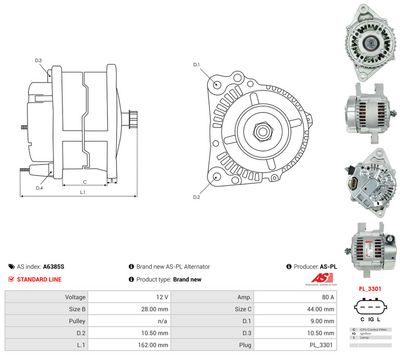 GENERATOR / ALTERNATOR AS-PL A6385S 4