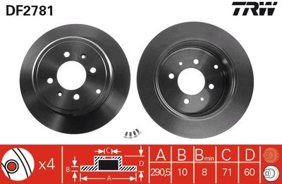 TRW DF2781 Тормозные диски  для PEUGEOT 406 (Пежо 406)