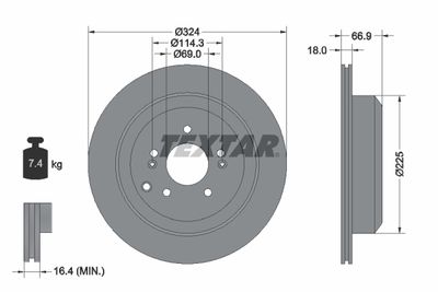 Тормозной диск TEXTAR 92242603 для HYUNDAI ix55
