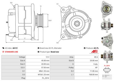 GENERATOR / ALTERNATOR AS-PL A6121 4
