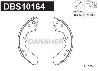 DANAHER DBS10164 Ремкомплект барабанных колодок  для ISUZU TROOPER (Исузу Троопер)