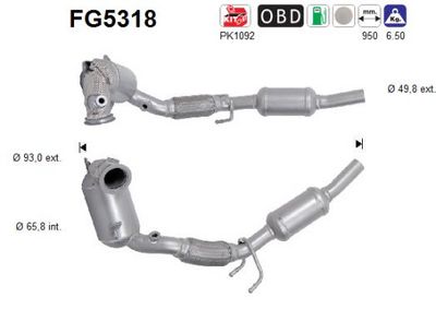 Filtr sadzy / filtr cząstek stałych, układ wydechowy AS 2Q0254504B