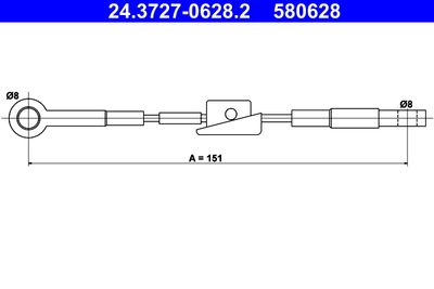 Тросик, cтояночный тормоз ATE 24.3727-0628.2 для FORD ORION