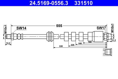 Тормозной шланг ATE 24.5169-0556.3 для BMW 6