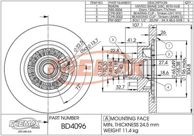 Тормозной диск FREMAX BD-4096-KT для FORD USA EXPLORER