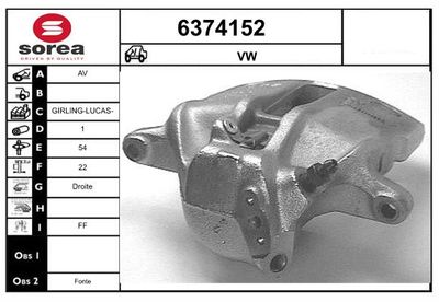 STARTCAR 6374152 Тормозной суппорт  для VW GOLF III (1H1) 2.8 VR6