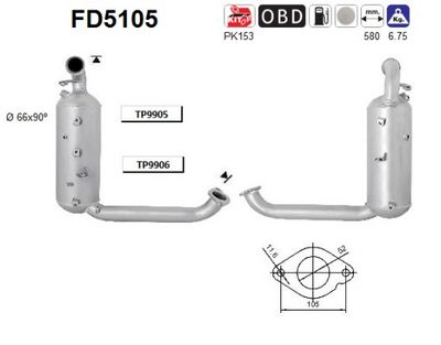 FILTRU FUNINGINE/PARTICULE SIST.DE ESAPAMENT AS FD5105