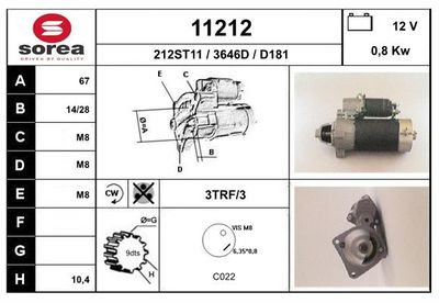 Стартер EAI 11212 для FIAT 238