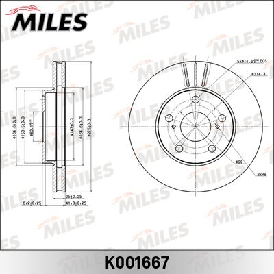 Тормозной диск MILES K001667 для TOYOTA BREVIS