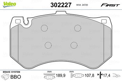 Комплект тормозных колодок, дисковый тормоз VALEO 302227 для MERCEDES-BENZ AMG