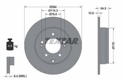 Тормозной диск TEXTAR 92166600 для HYUNDAI GRANDEUR