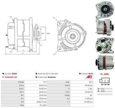 GENERATOR / ALTERNATOR AS-PL A3324 4