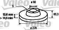 Тормозной диск VALEO 186180 для MERCEDES-BENZ 123