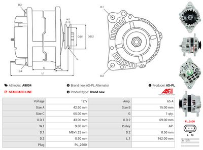 GENERATOR / ALTERNATOR AS-PL A9004 4