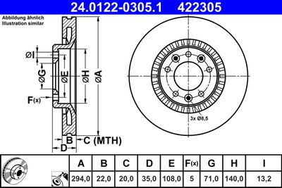Тормозной диск ATE 24.0122-0305.1 для PEUGEOT TRAVELLER