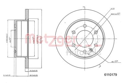 Tarcza hamulcowa METZGER AUTOTEILE 6110179