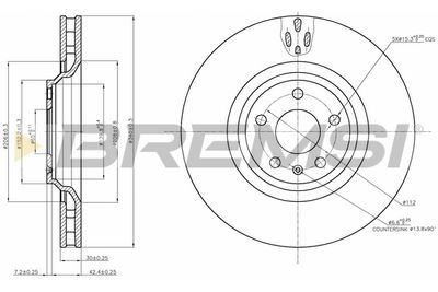 BREMSI CD7847V Тормозные диски для AUDI TT (8J3) 3.2 V6 quattro
